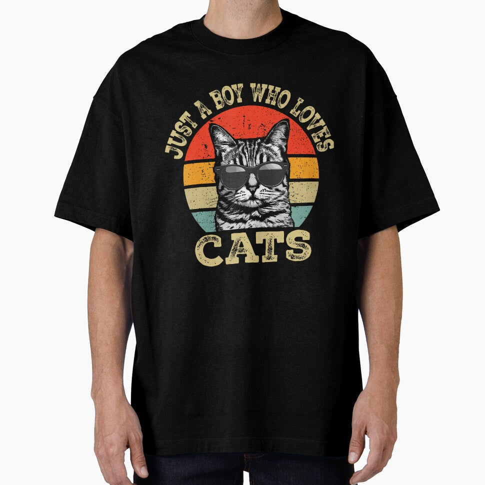 Just A Boy Who Loves Cats Boy Kid Cat Lover For Boys Vintage by KristenSophie