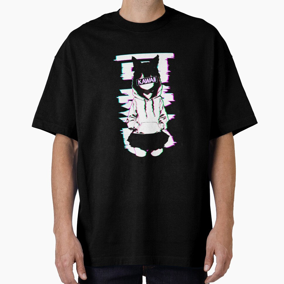Kawaii Nekomimi Anime Cat Girl Glitch Art by GGGMerch