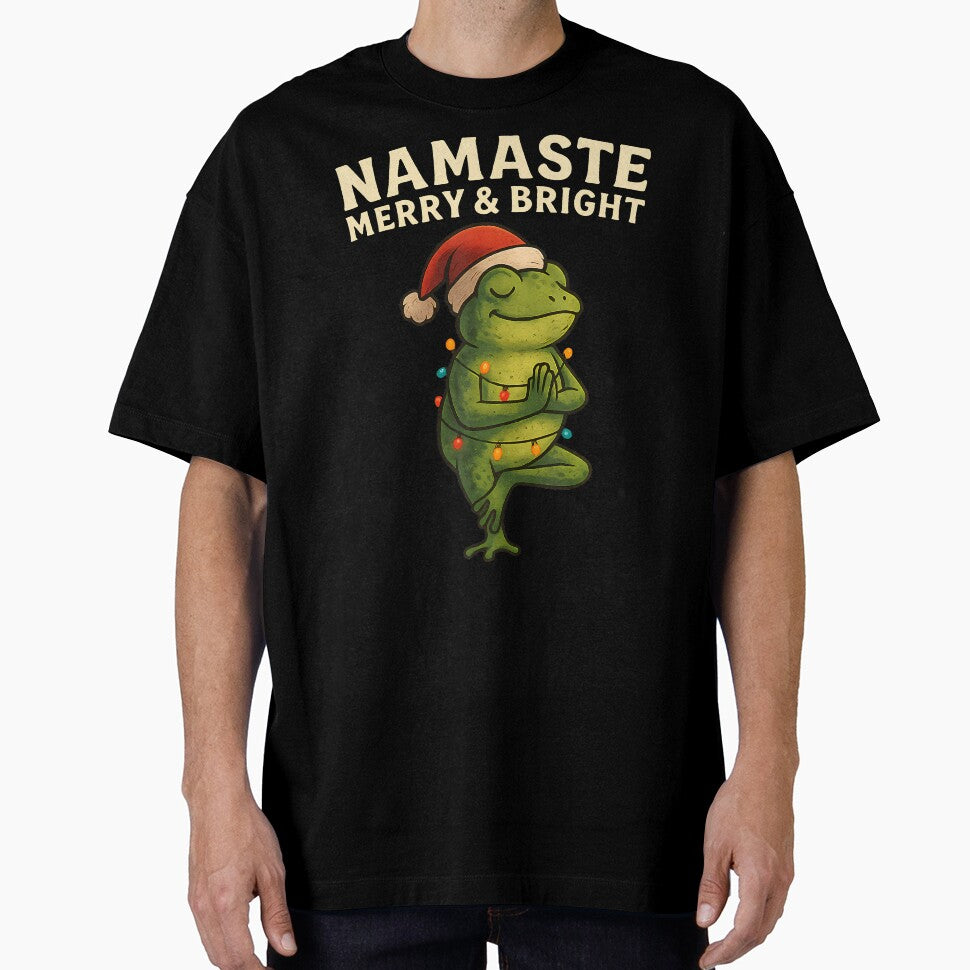 Funny Yoga Frog Christmas Lights Namaste Holiday Vibes by ConnieDora