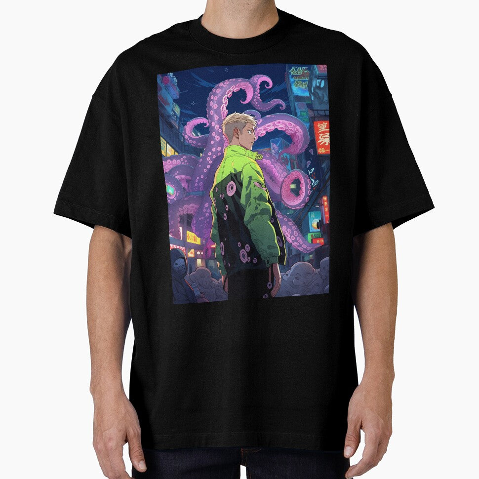 New Monster anime boy in cyberpunk city with tentacles portrait art by TheArtistOf2022