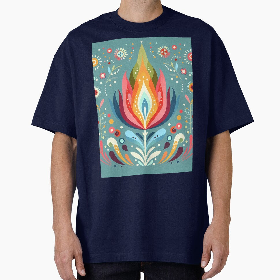 Vibrant Abstract Floral Flame Motif - Scandinavian Folk Art by heidiannemorris © by FOLK ART FUSION by heidiannemorris