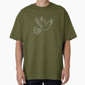 Minimalist White Dove Outline with Olive Branch Peaceful Holiday Design by gk-creations