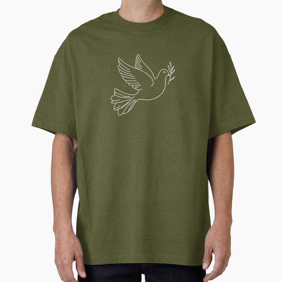 Minimalist White Dove Outline with Olive Branch Peaceful Holiday Design by gk-creations