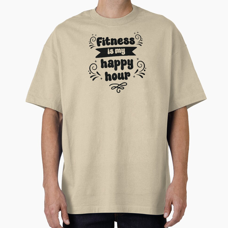 Fitness is My Happy Hour Black Text by inspiredalike