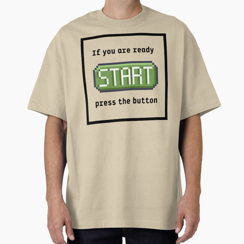 Press the start button (frame)  - Retro gaming experience  - Text based design - Black text by Nemesiscrowd