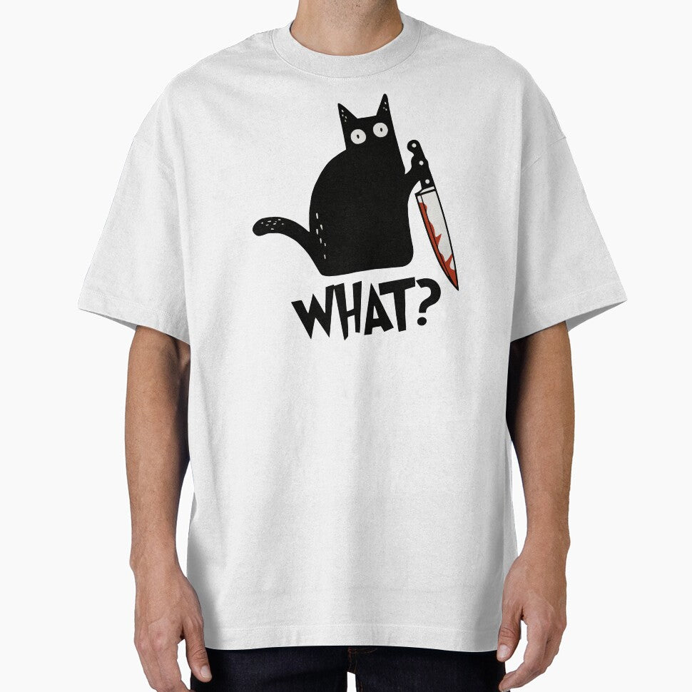 Cat What? Murderous Black Cat With Knife Gift Premium T-Shirt by ZeLittleFamily