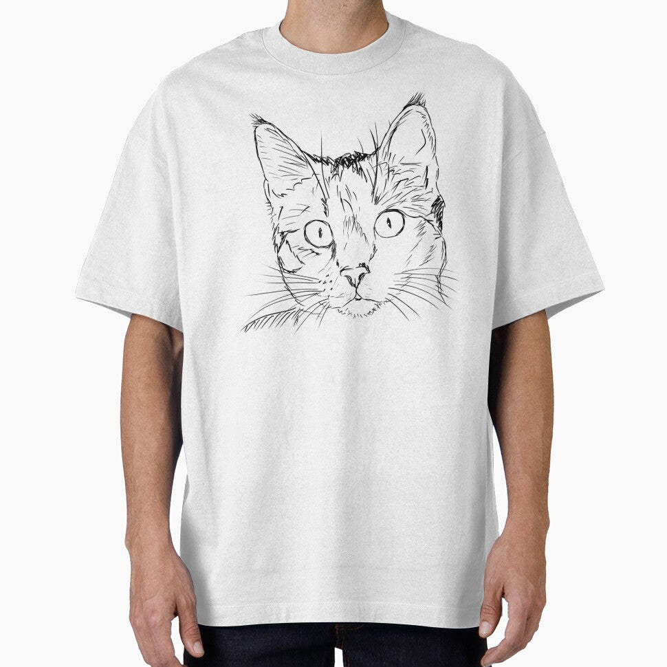 Cat Drawing - Cute Cat Sketch - Cat Art - Cat Face by Galvanized