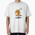Cute and Bold Orange Dog in the air surfing by yodaddydesigns