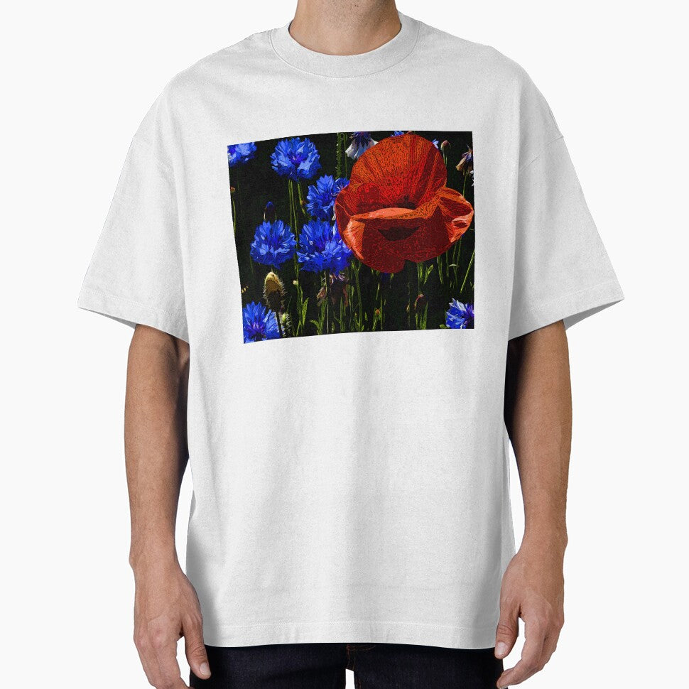 Blue and red flowers Сolor print by artdragongift 15