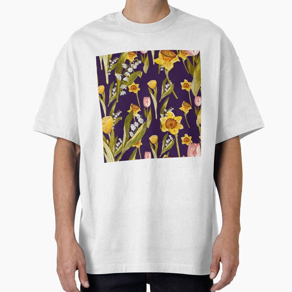 Daffodil tulip snowdrop Easter an ornate pattern violet by Yana Mustafina | Boho Soulful Designs