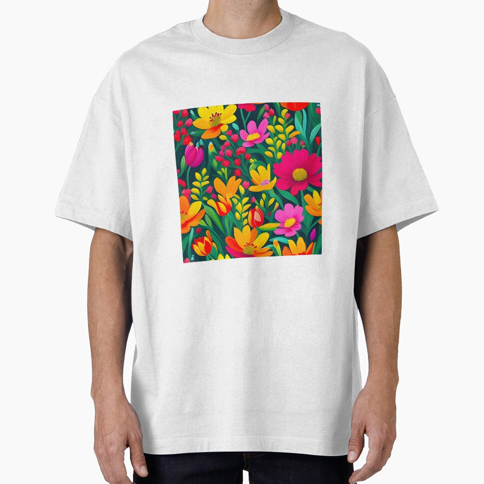 Bold and vibrant botanical field brought to life through striking meta floral pattern by Patternomania