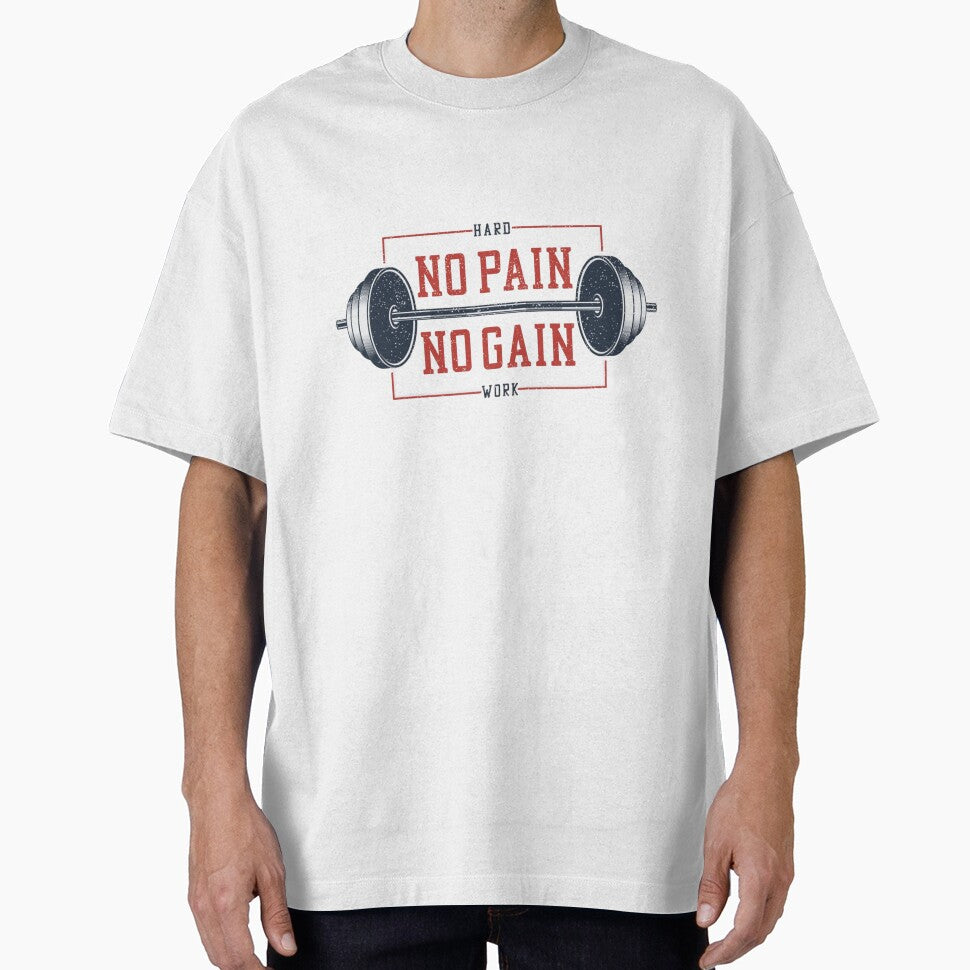 Vintage No Pain No Gain Gym Motivation - Retro Barbell Fitness Design by Shopchid