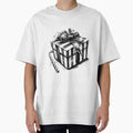 Striped Christmas Gift with Candy Cane – Black and White Holiday Illustration by inkoutninja