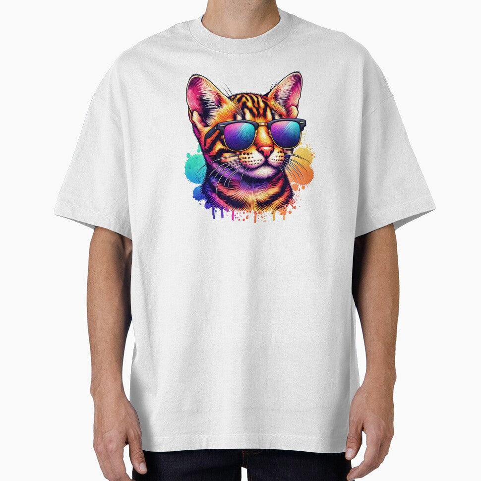 Watercolor Toyger Cat Wearing Sunglasses by TheAnimalZ00