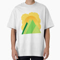 GREEN MOUNTAINS YELLOW SKY - SUMMER VERSION MINIMALIST ILLUSTRATION Teal BG by MiraiDesigns by miraidesigns