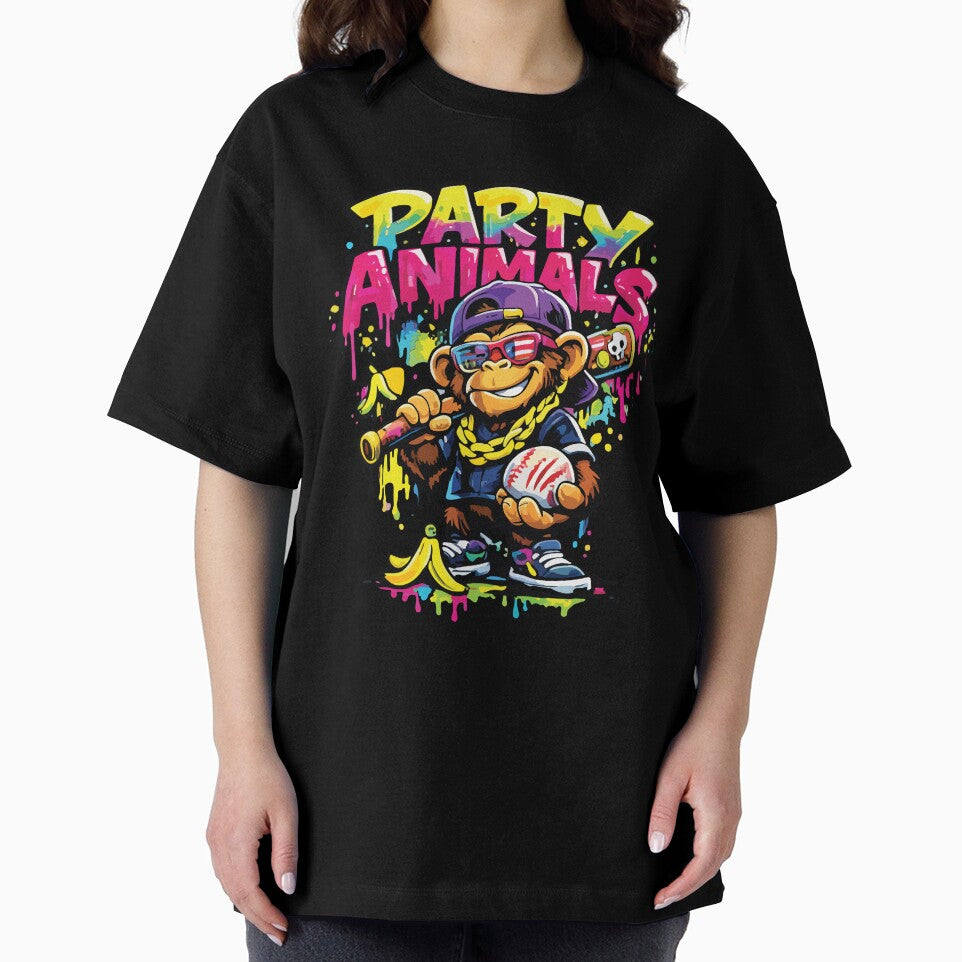 Party Animals Monkey Baseball Funny Drip Graffiti Street Style Design by kiralynstration