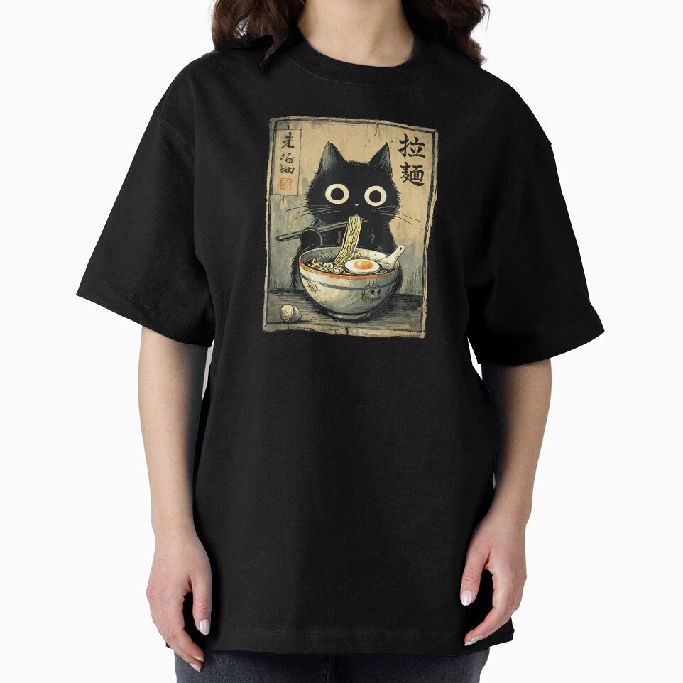 Kawaii Ramen Cat Retro Japanese Noodles Artwork by cawtoon