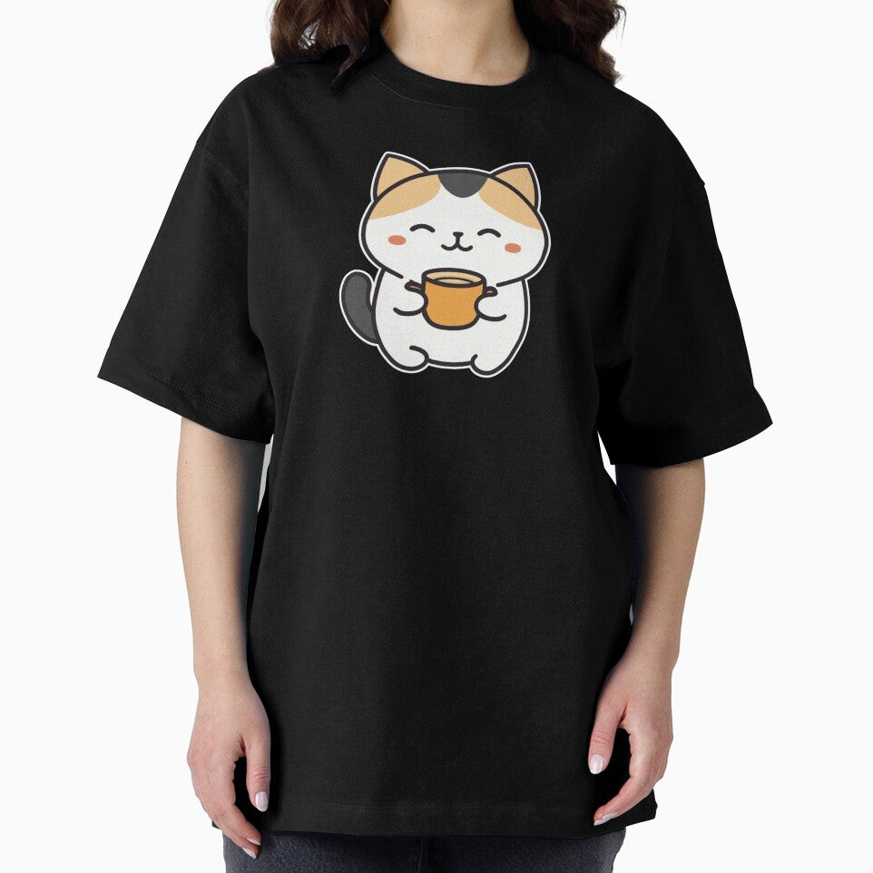 Cute Kawaii cat drinking coffee by NICHARTPRODUCTS