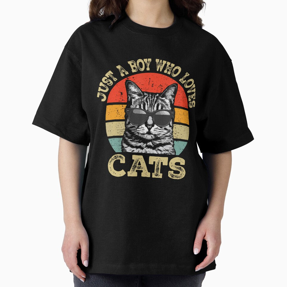 Just A Boy Who Loves Cats Boy Kid Cat Lover For Boys Vintage by KristenSophie