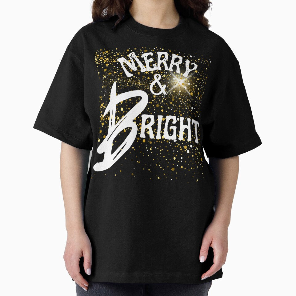 Merry & Bright – Festive Christmas Gold Sparkle Design by AdicretorDesign