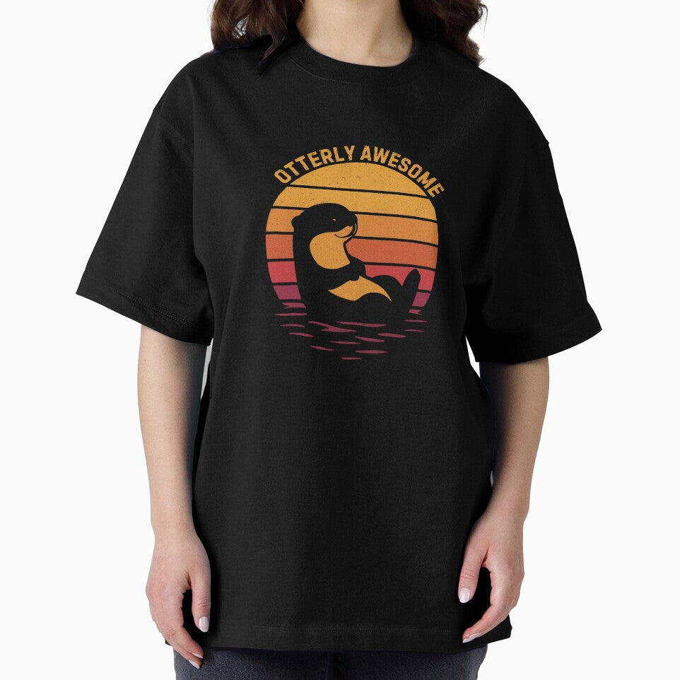 Vintage Retro Otterly Awesome - 70s Sunset Sea Otter Gift by GoaTeeGram