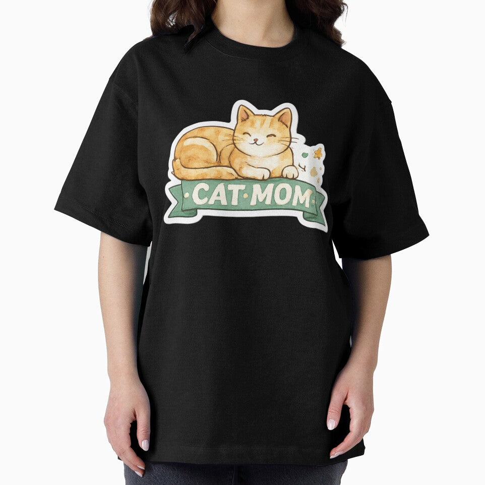 Cat Mom Sticker – Cute Vintage Cat Lover Design with White Outline by BlossomedGlow