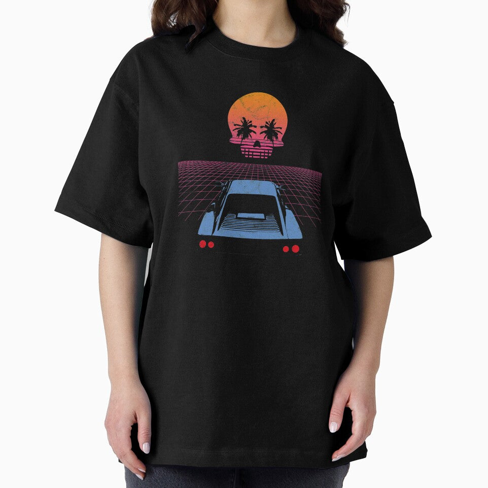Synthwave Retrowave Aesthetic Vintage Drive Sunset 80s Skull design by A-Fashion