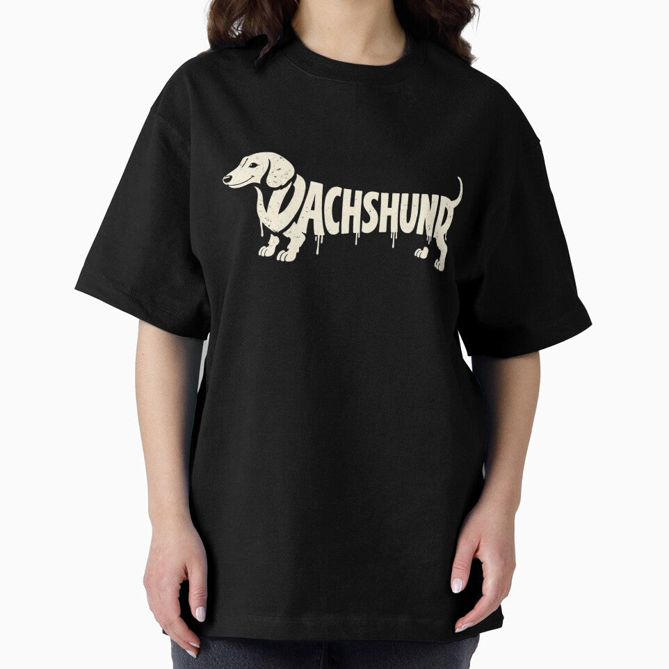 Dachshund Typography Dog Silhouette Funny Wiener Dog Design by VibeOffline Studio