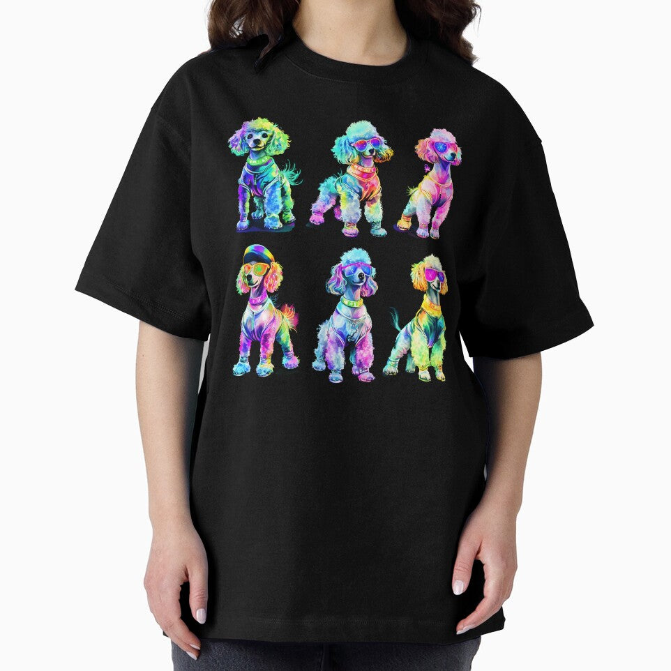 Retro Rainbow Poodles – Neon 80s Dog Fashion Art Print by Kilkennyunseen