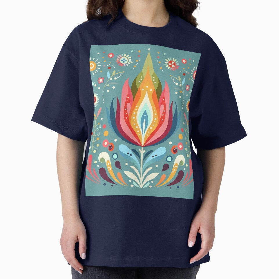 Vibrant Abstract Floral Flame Motif - Scandinavian Folk Art by heidiannemorris © by FOLK ART FUSION by heidiannemorris