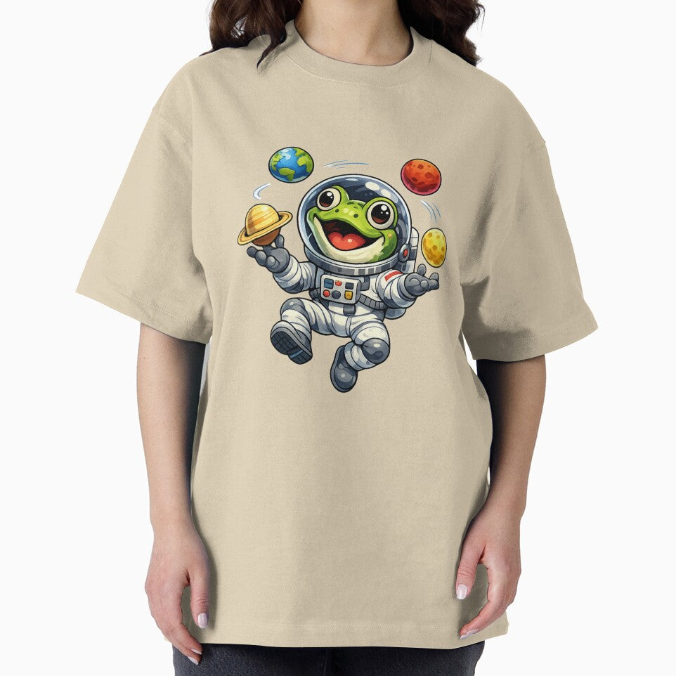 Frog the astronaut juggling planets by FroggyOnly