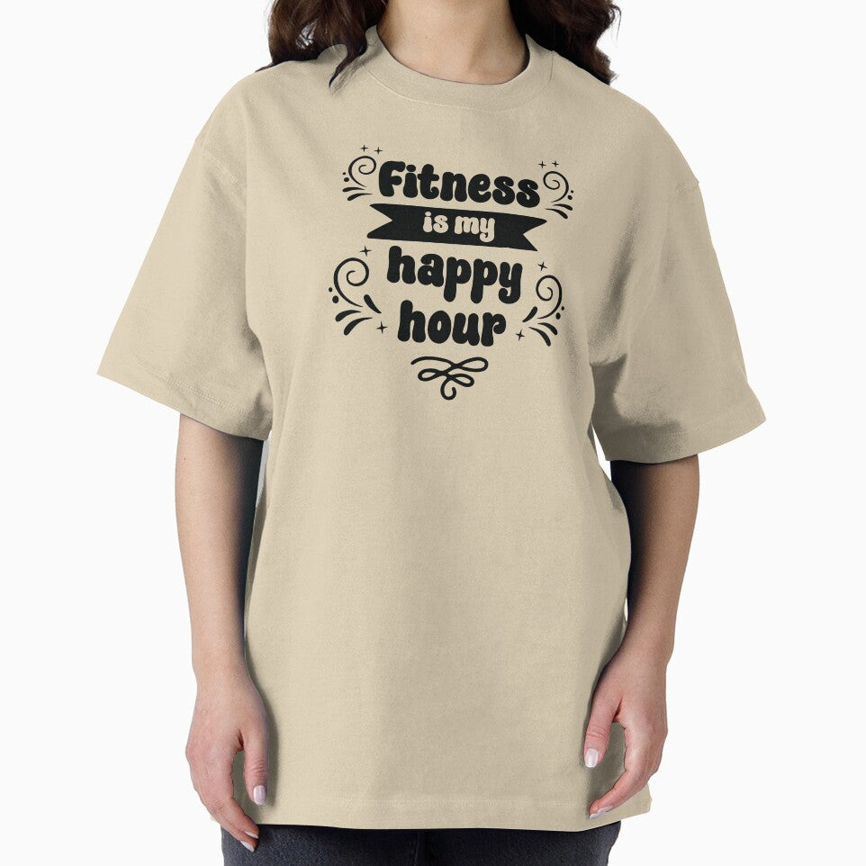 Fitness is My Happy Hour Black Text by inspiredalike