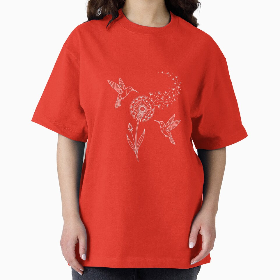 Hummingbird and Dandelion Vintage Design – Cottagecore Nature Aesthetic Bird Illustration by mik lor