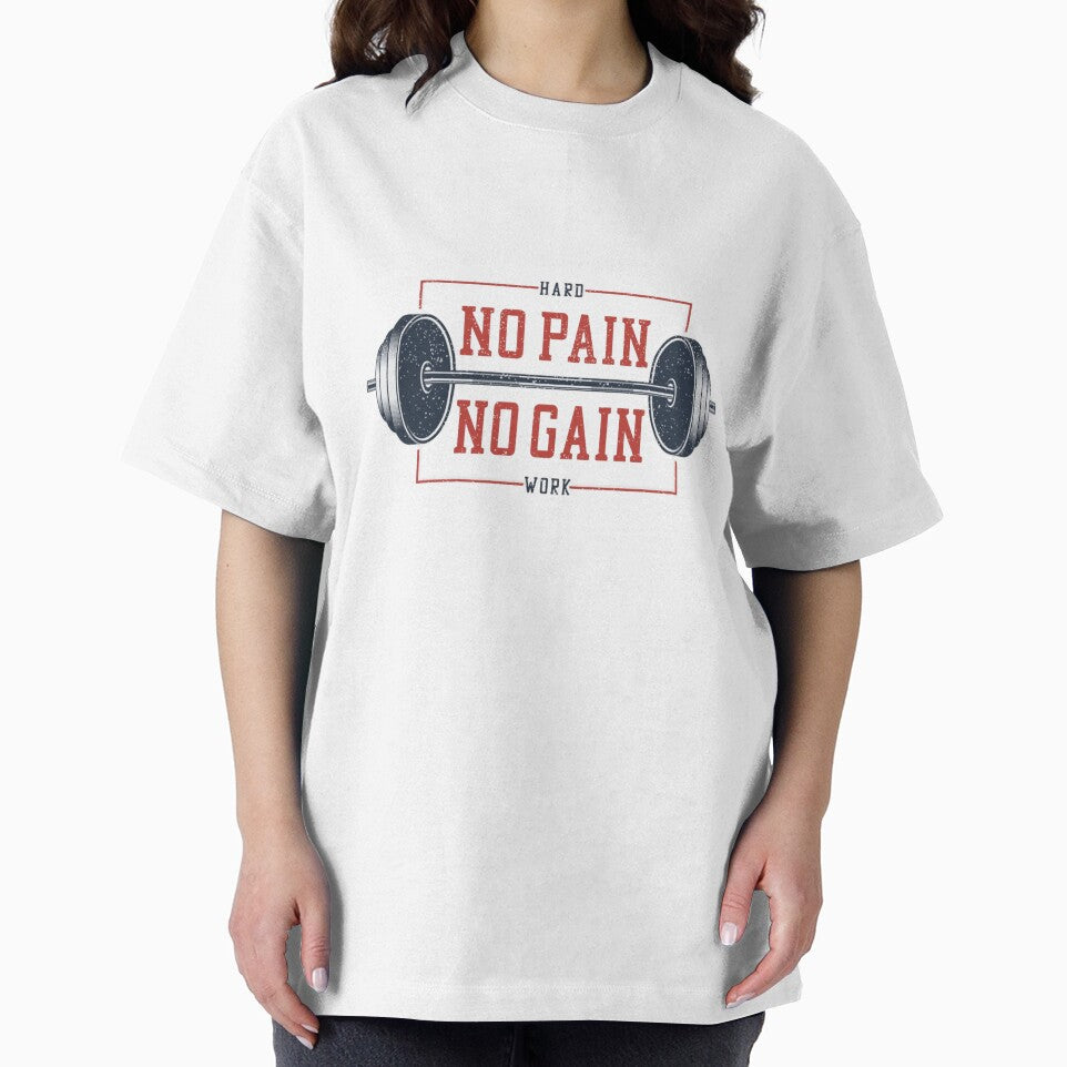 Vintage No Pain No Gain Gym Motivation - Retro Barbell Fitness Design by Shopchid