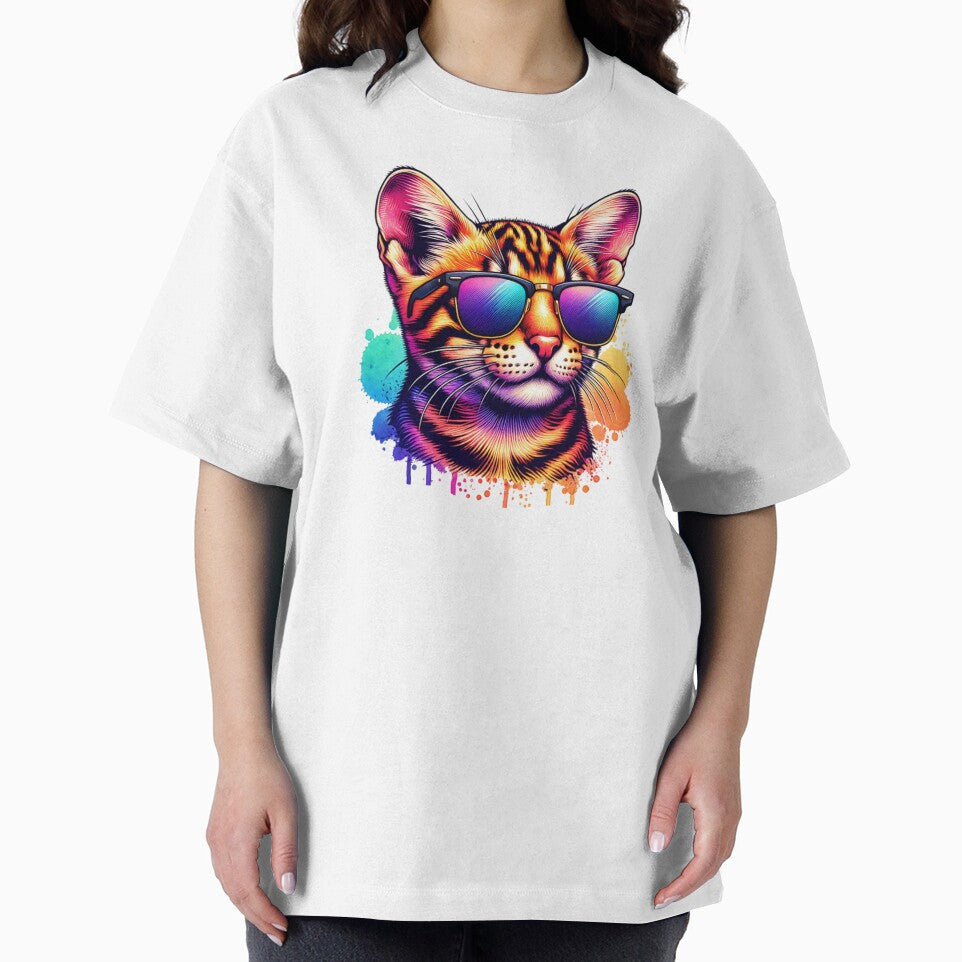 Watercolor Toyger Cat Wearing Sunglasses by TheAnimalZ00