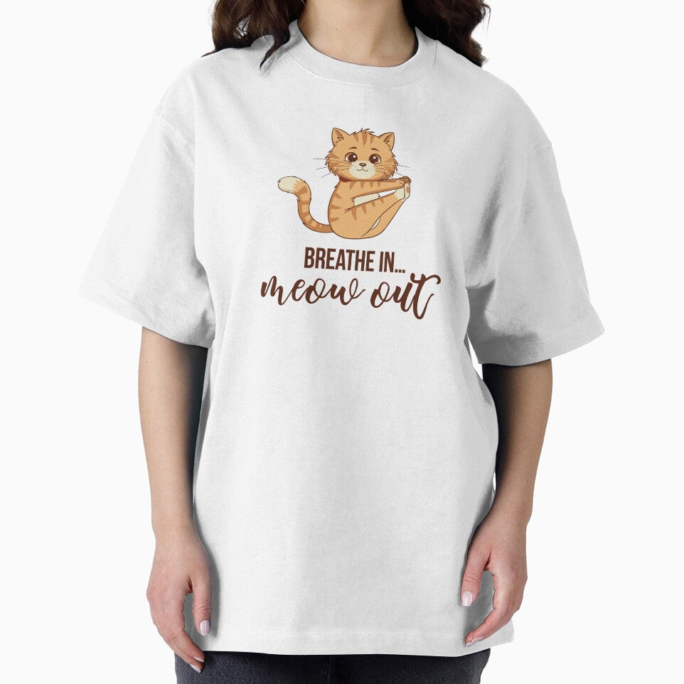 Cute Pilates Cat – “BREATHE IN… MEOW OUT” by sashica