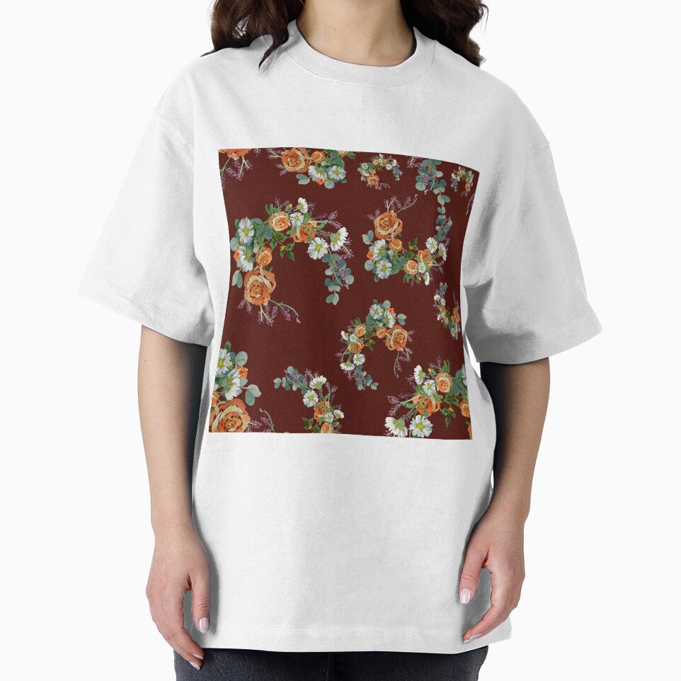 Flower rose daisy branch pattern a watercolor red by Yana Mustafina | Boho Soulful Designs