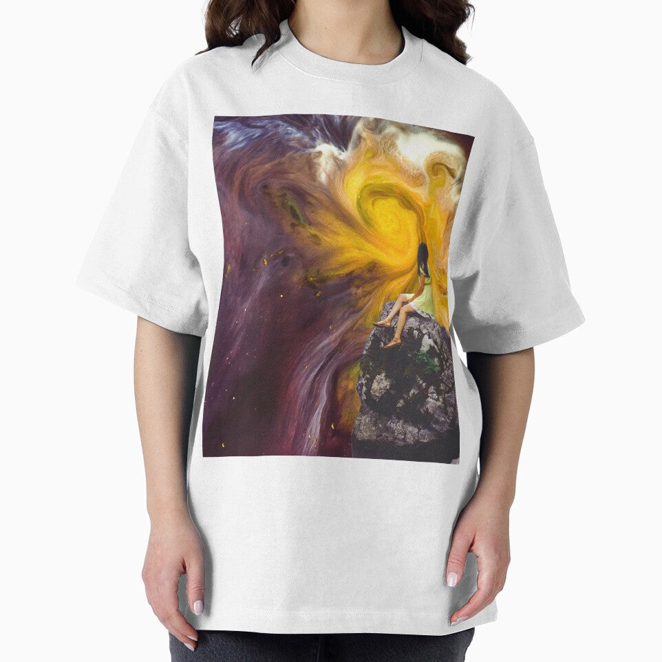 Dramatic colorful space swirl with a girl by DelightfulArts