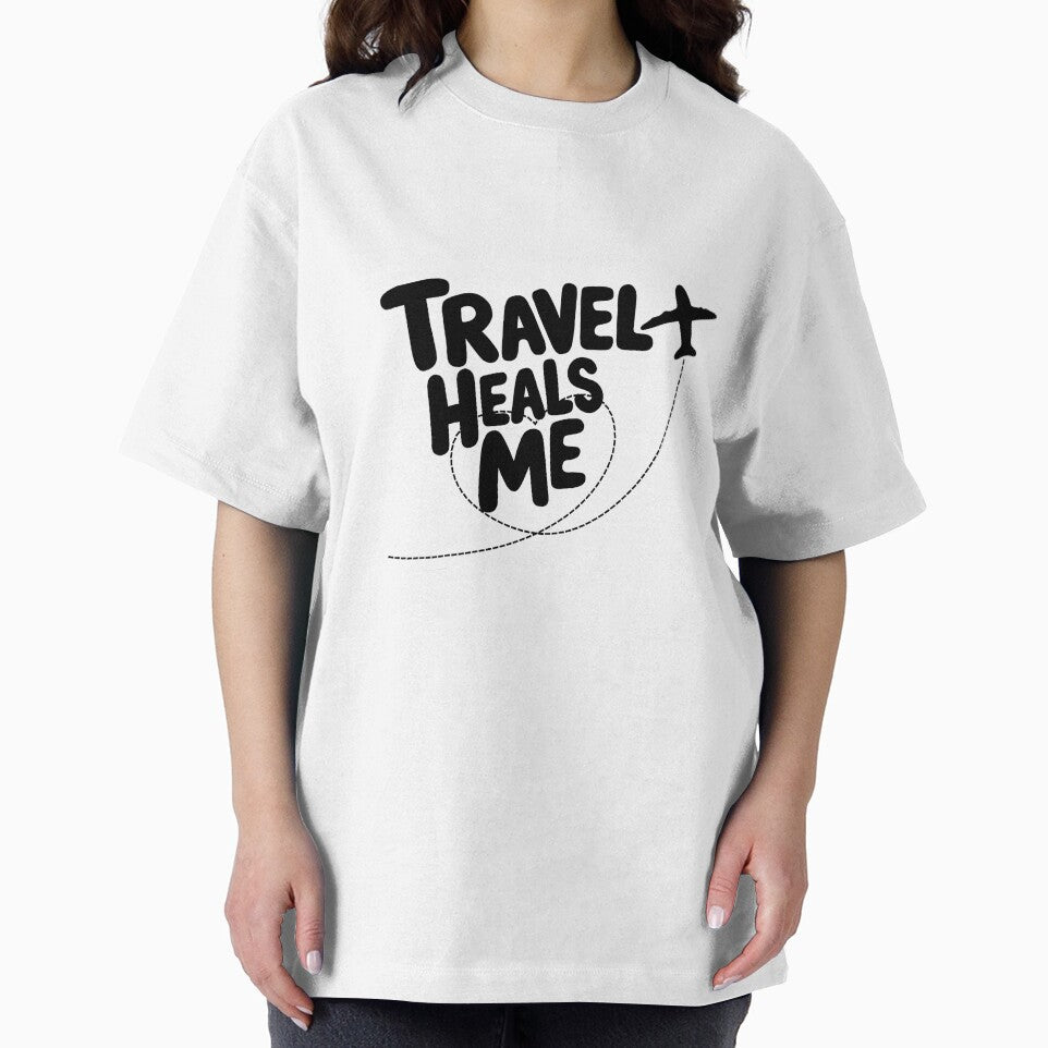 Travel Heals Me – Black and White Travel Quote with Airplane | Minimal Travel Design by PTMinimalShop
