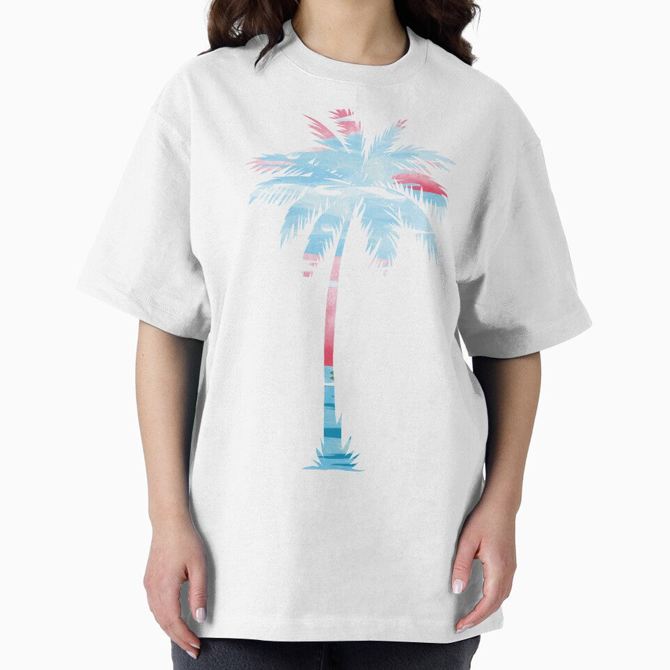 Palm Tree Pink and Blue Clouds by Unaiza Khalid