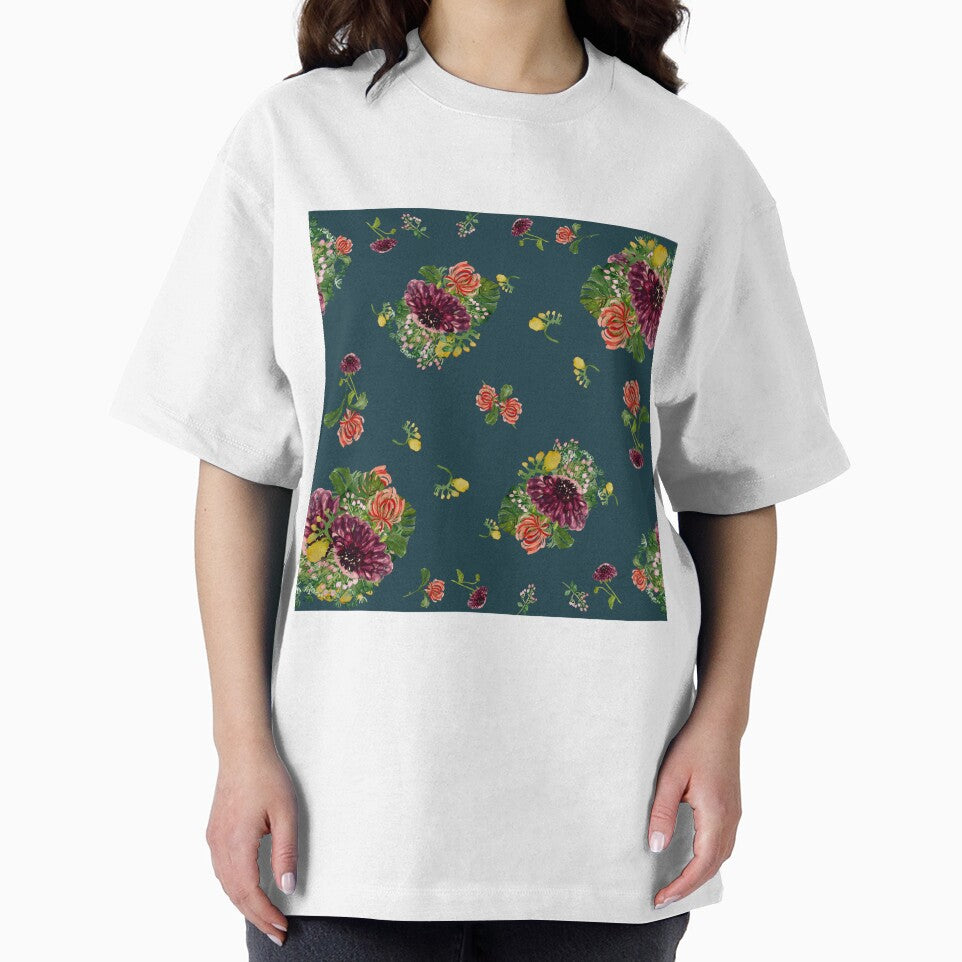 Dahlia palm flower pattern a watercolor turquoise by Yana Mustafina | Boho Soulful Designs