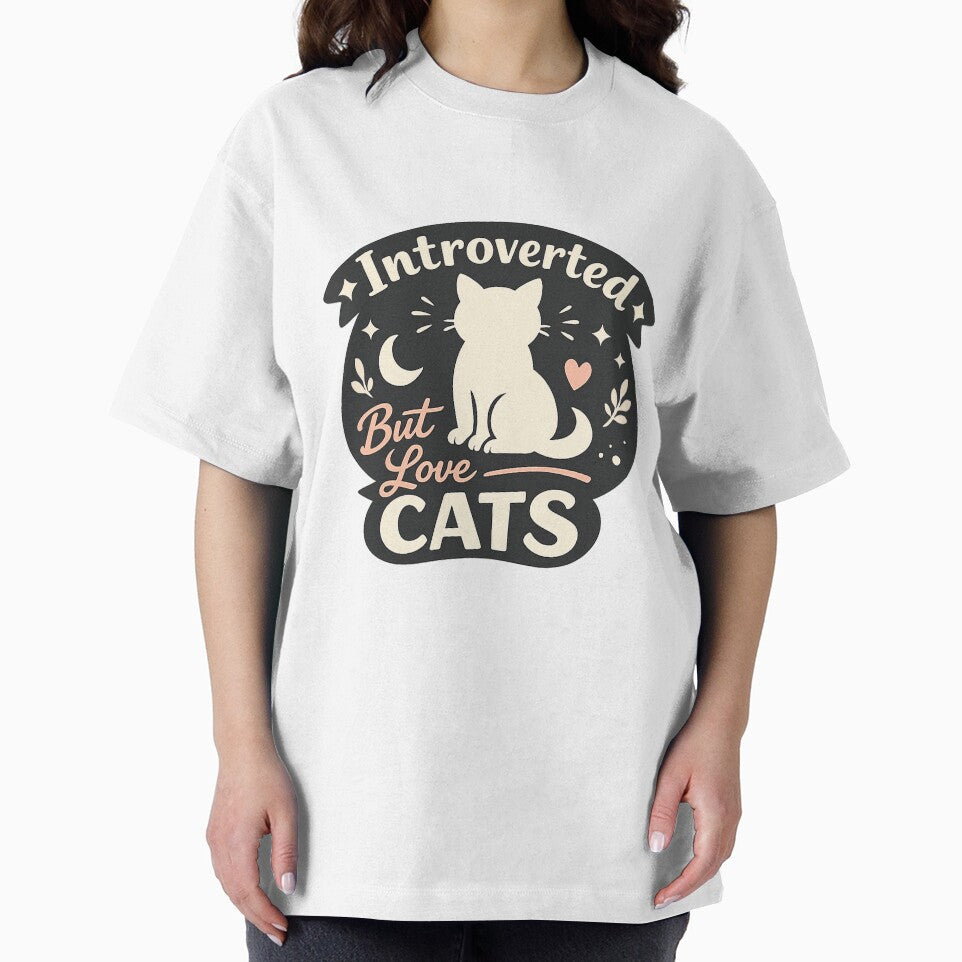 Introverted But Love Cats Funny Cat Lover Introvert Humor Cat Mom Design by Nubrixa-Studio