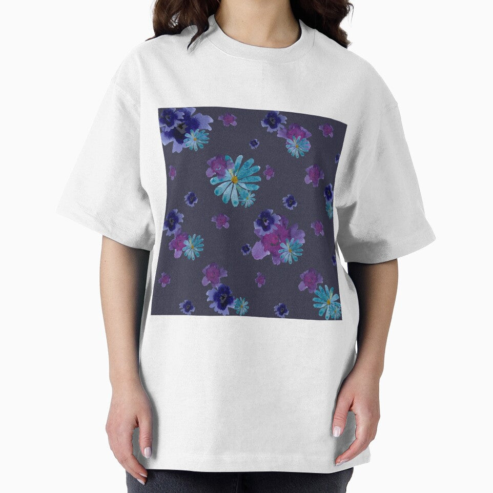 Violet viola daisy ornate grey pattern watercolor by Yana Mustafina | Boho Soulful Designs