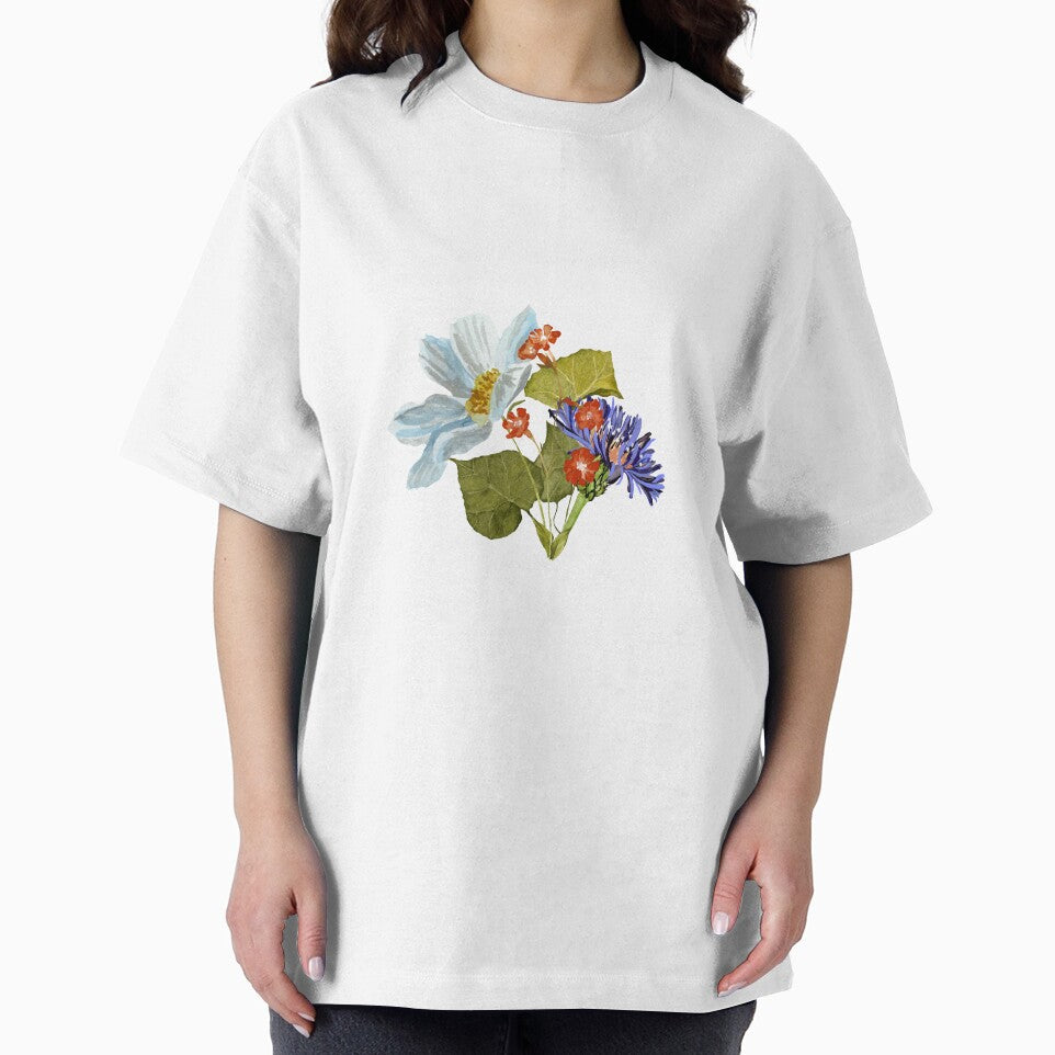 Camomile red blue flower bouquet a watercolor by Yana Mustafina | Boho Soulful Designs