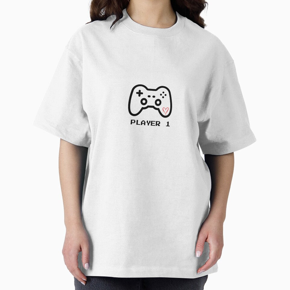 Gamer Couple Player 1 T-shirt - Valentine's Day Gift for Video Games by DuoDesign09