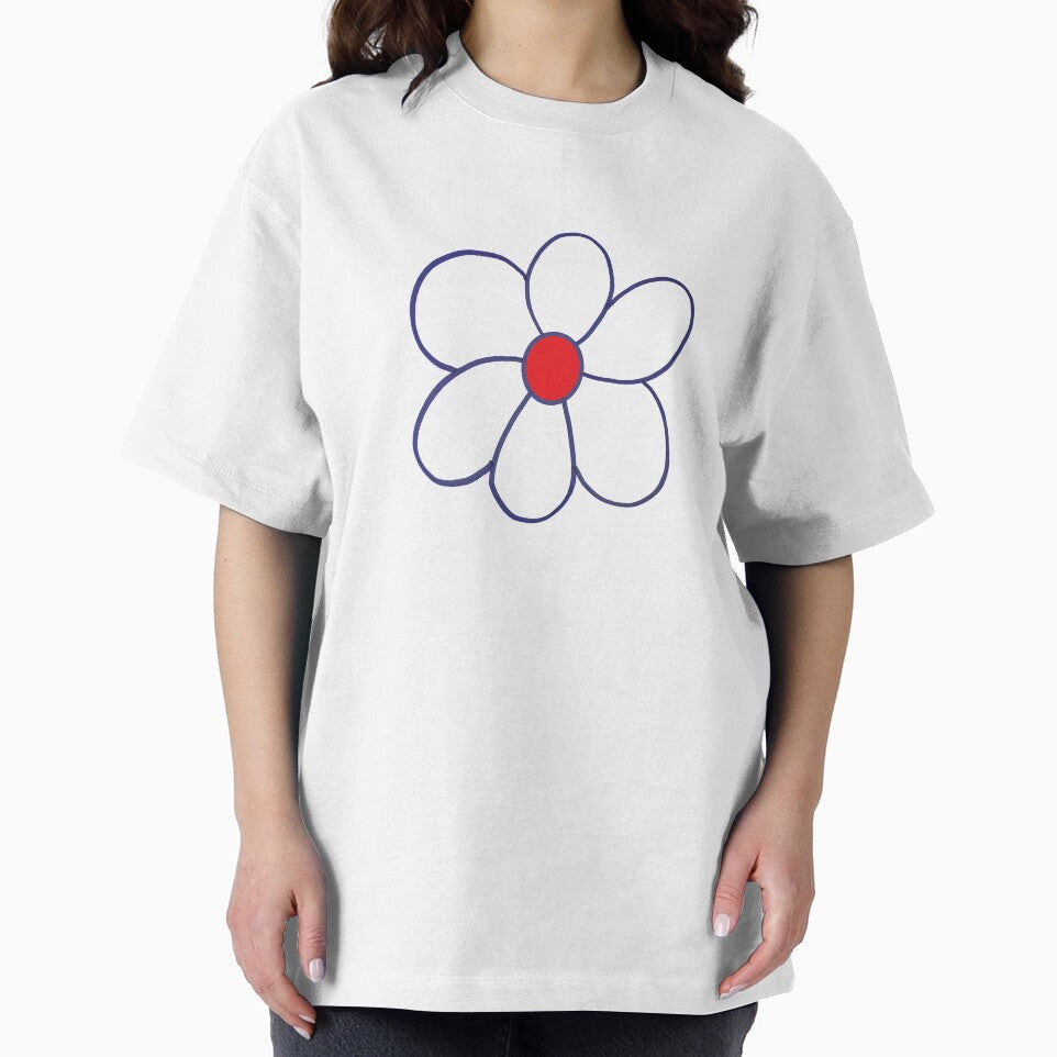 Big Simple Six Petal Flower in Basic Blue and Red by BelindaFuller
