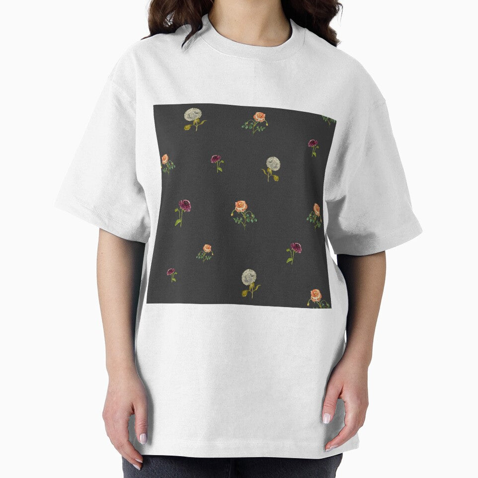 Dahlia hydrangea rose pattern cute a watercolor grey by Yana Mustafina | Boho Soulful Designs