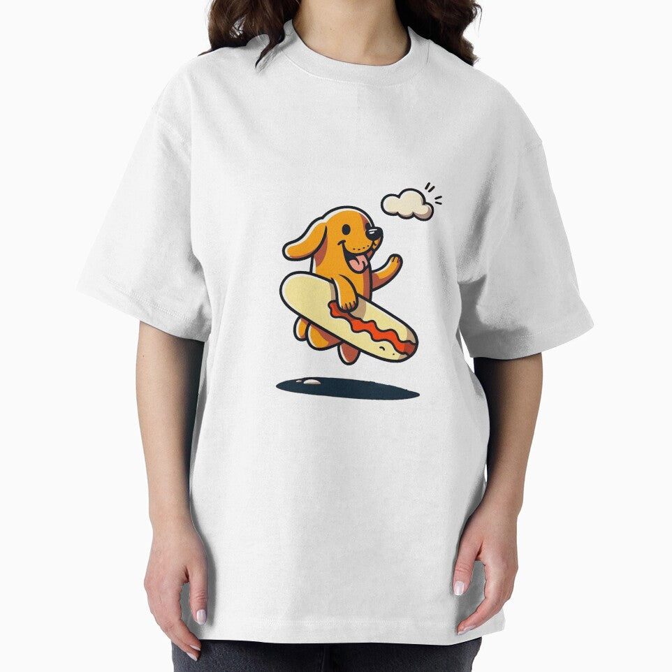 Cute and Bold Orange Dog in the air surfing by yodaddydesigns