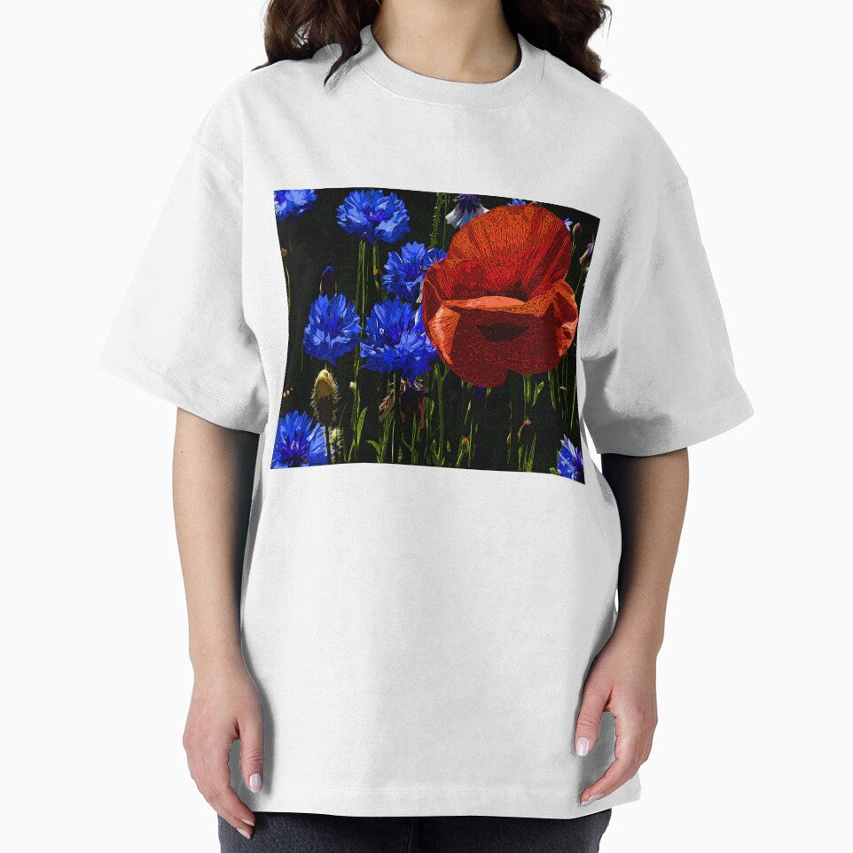 Blue and red flowers Сolor print by artdragongift 15