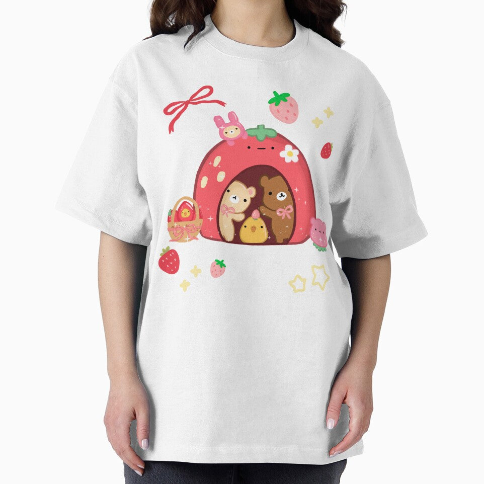 Kawaii Strawberry House and Bears by starbunnykawaii